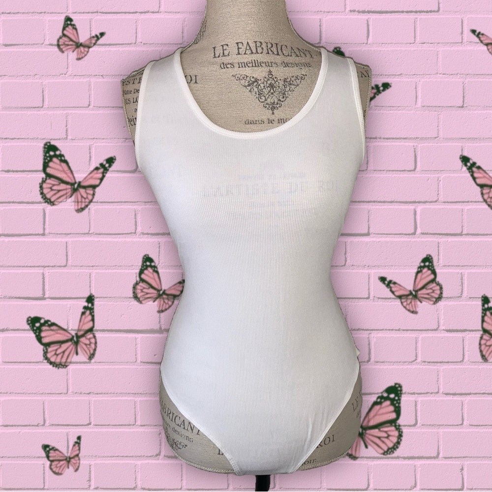 Mangopop Ribbed Racerback Bodysuit Tank Top